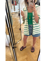 EDITED ED DEBBIE CROCHET POLO-SHIRT SS STRIPES EGRET/JELLY BEAN