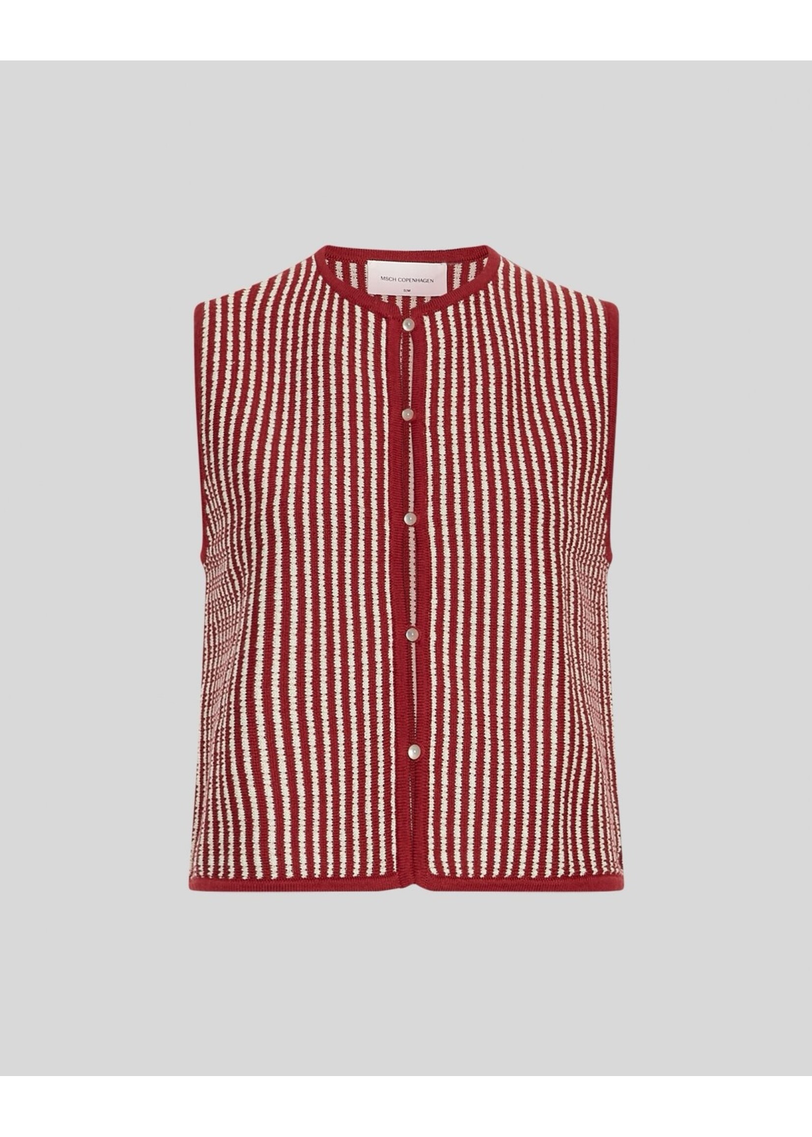 MOSS CPH MSCH PRISCILLA SL VEST STP RHUBARB/SAND