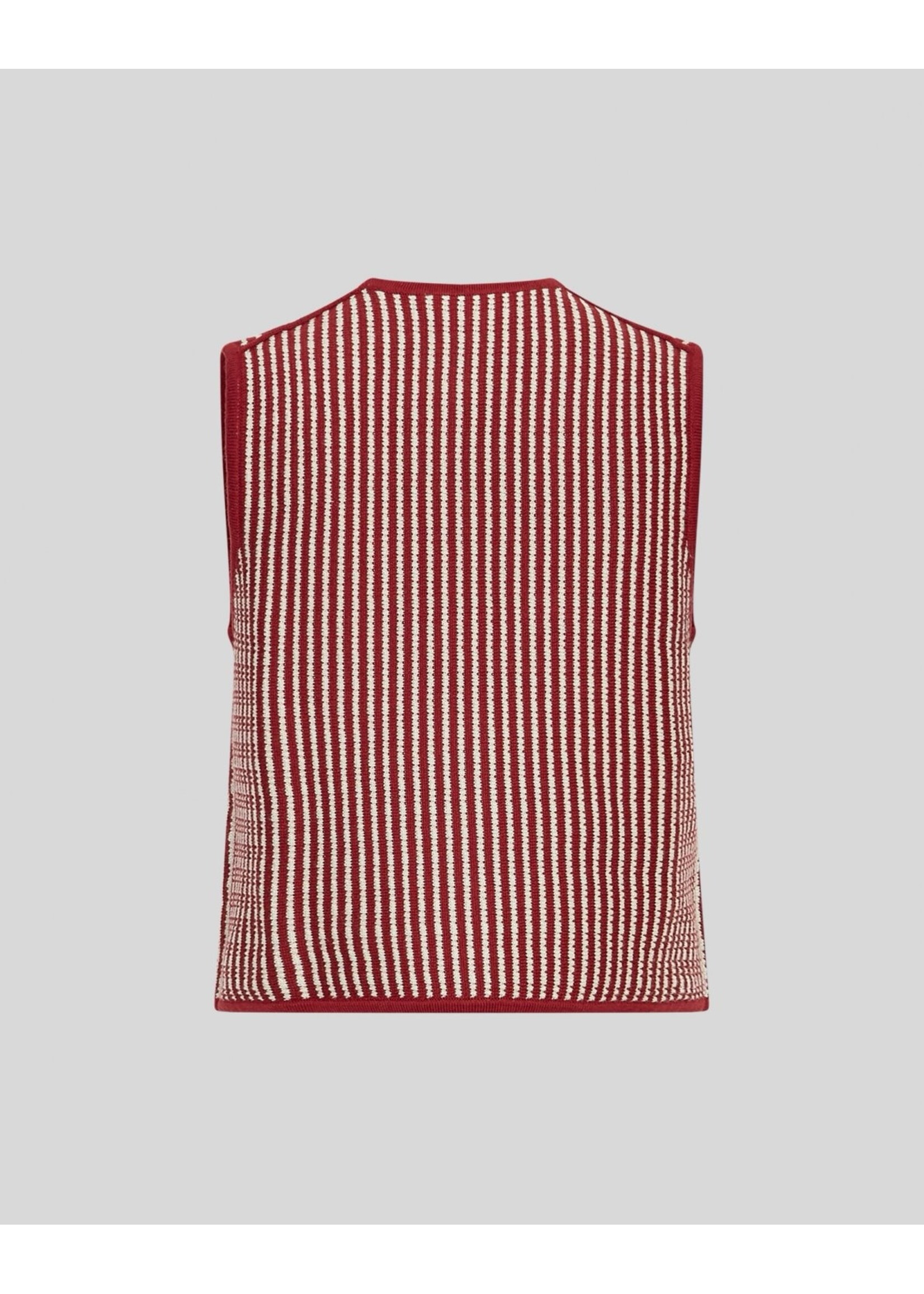 MOSS CPH MSCH PRISCILLA SL VEST STP RHUBARB/SAND