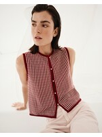 MOSS CPH MSCH PRISCILLA SL VEST STP RHUBARB/SAND