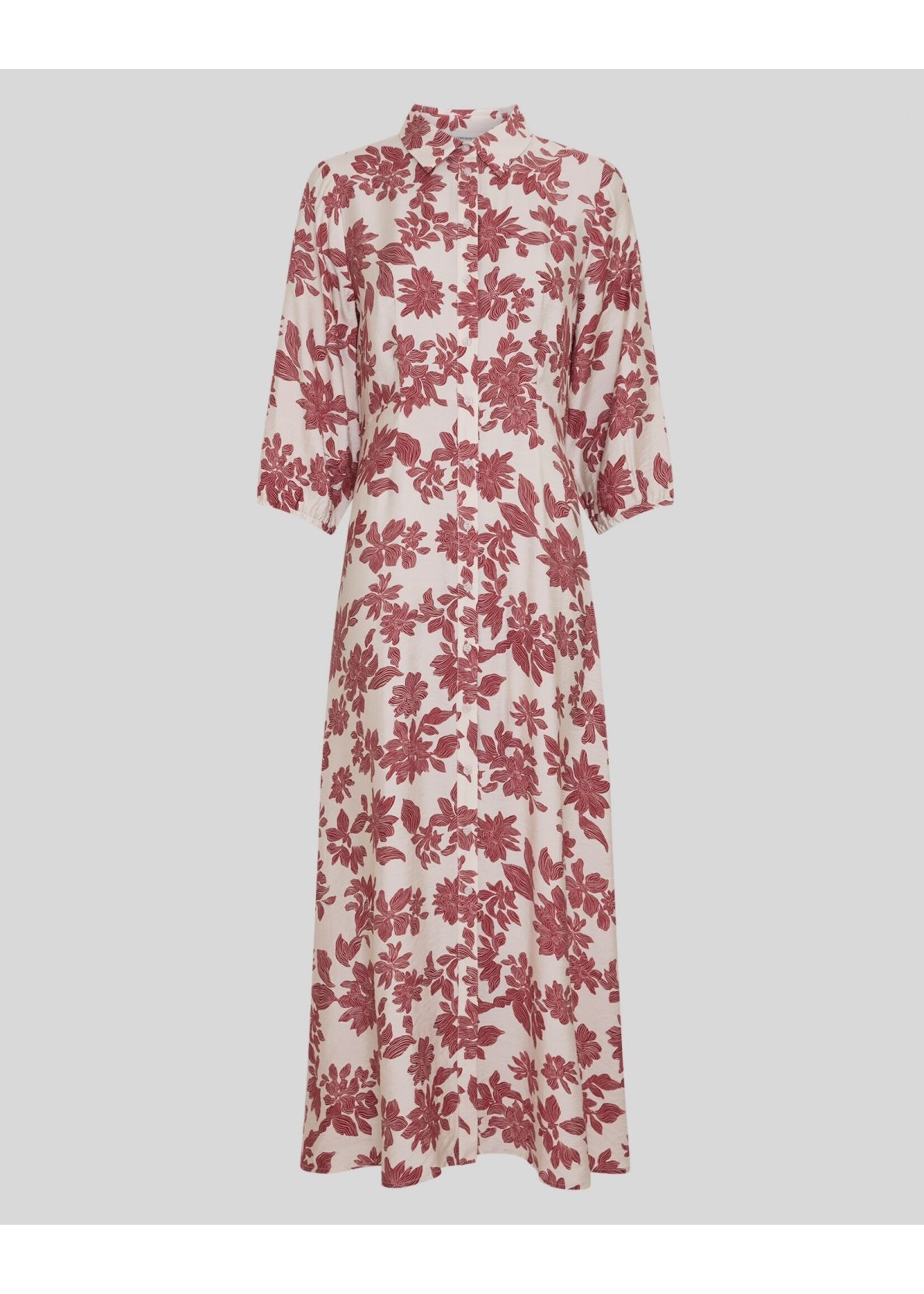 MOSS CPH MSCH VILDANA 3/4 SHIRT DRESS AOP RHUBARB FLOWER