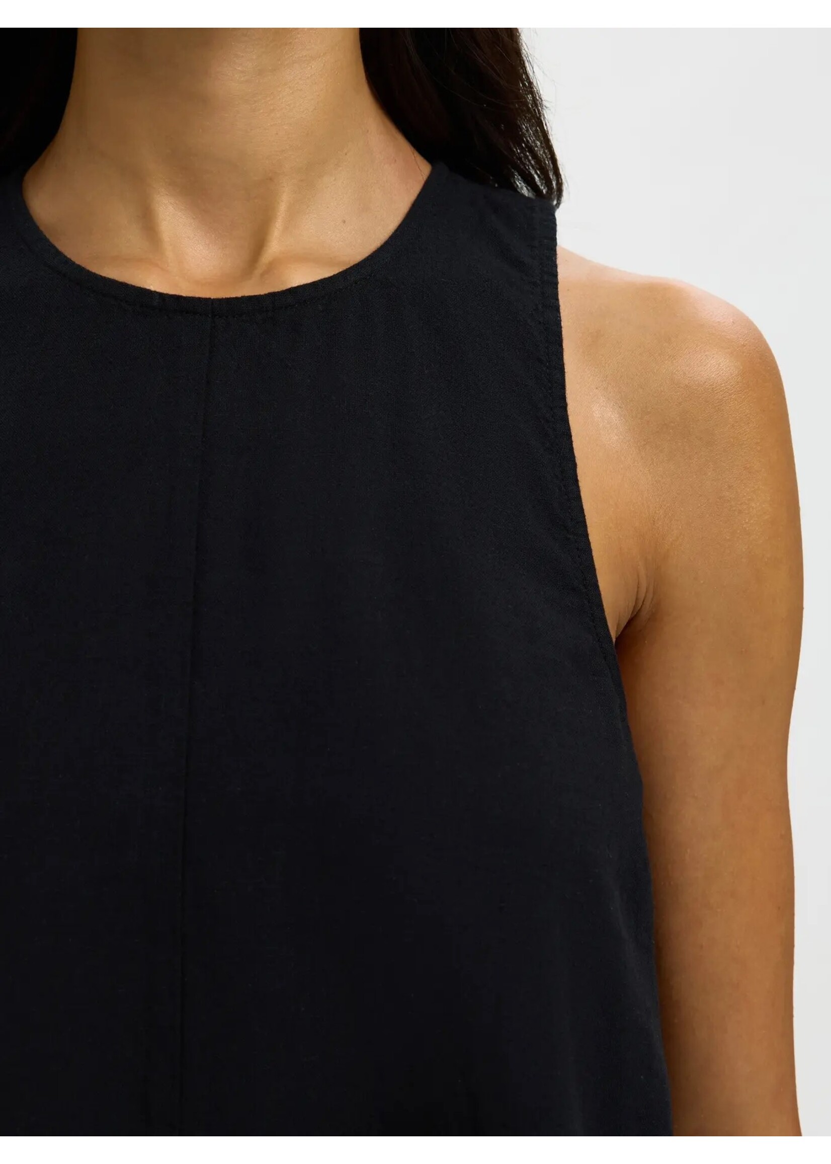 SELECTED FEMME SLWLUISA SL LINEN BLEND TOP NOOS BLACK