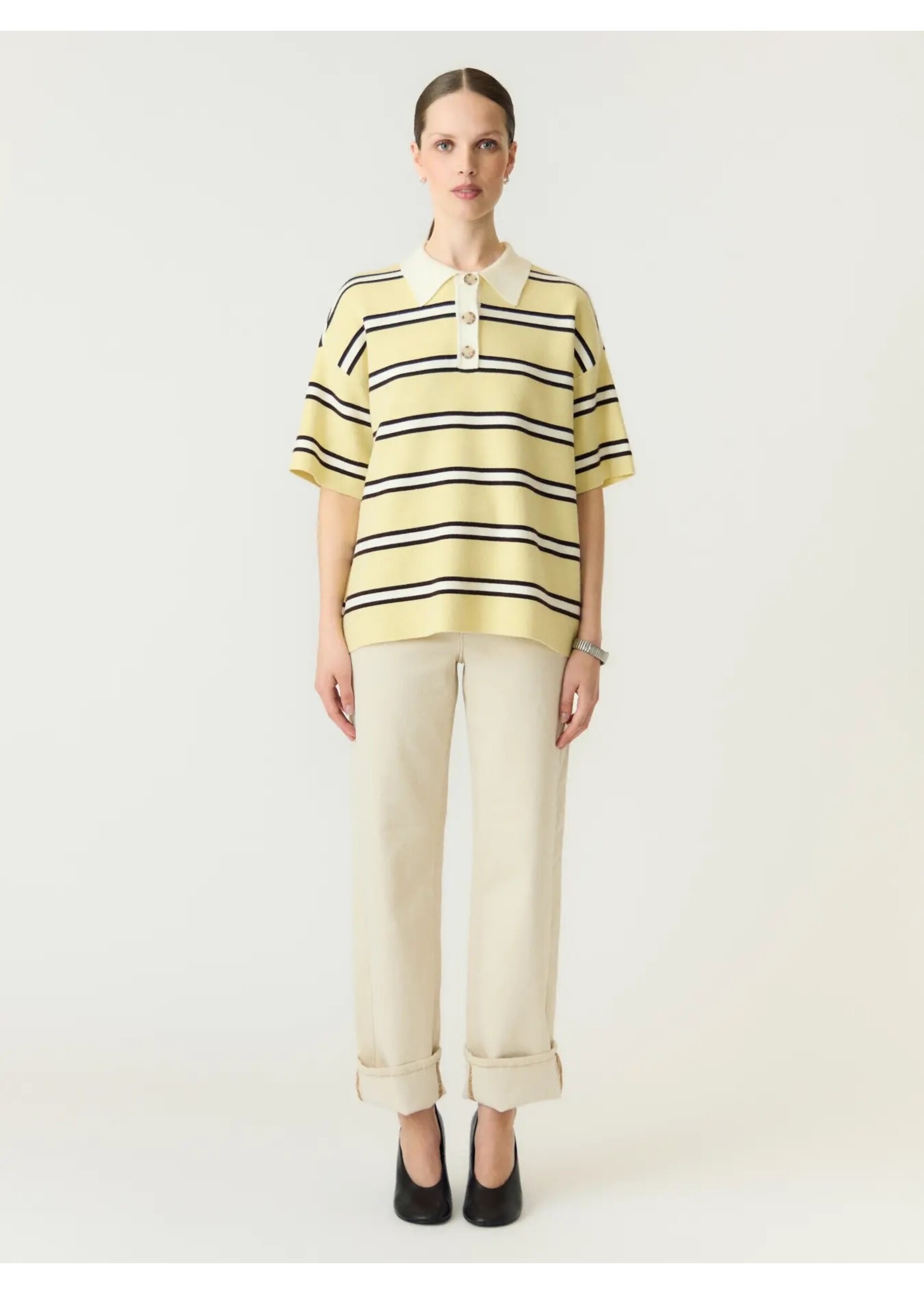 YAS YASISABELL 2/4  KNIT STRIPES ANISE/BROWN