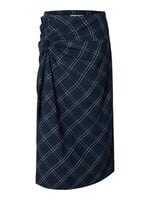 SELECTED FEMME SLWDELIA MW TWIST DETAIL MIDI SKIRT DARK SAPPHIRE CHECKS