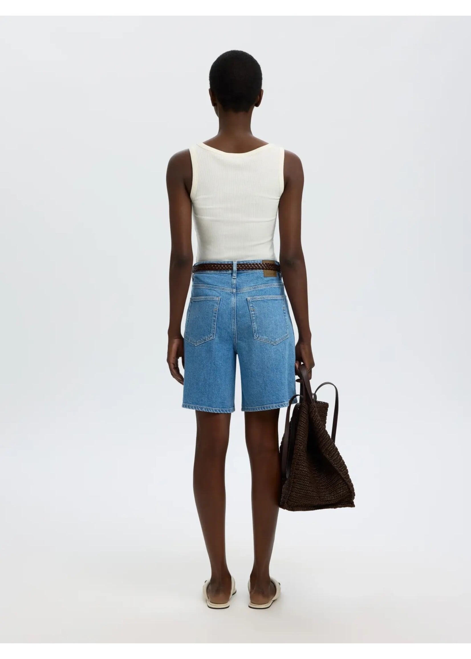 SELECTED FEMME SLFWIDE MERLE-KORI HW DENIM SHORTS LIGHT BLUE