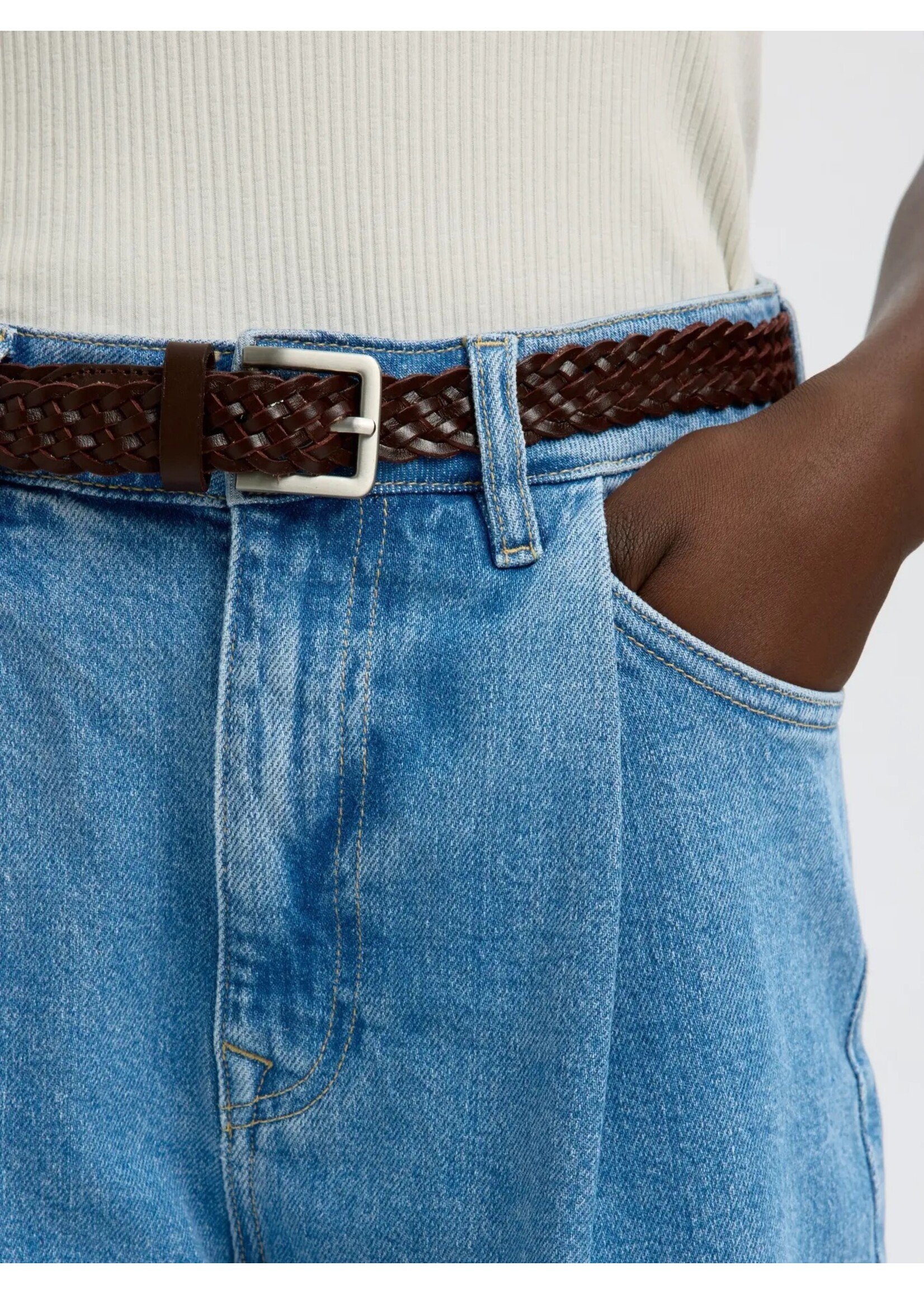 SELECTED FEMME SLFWIDE MERLE-KORI HW DENIM SHORTS LIGHT BLUE