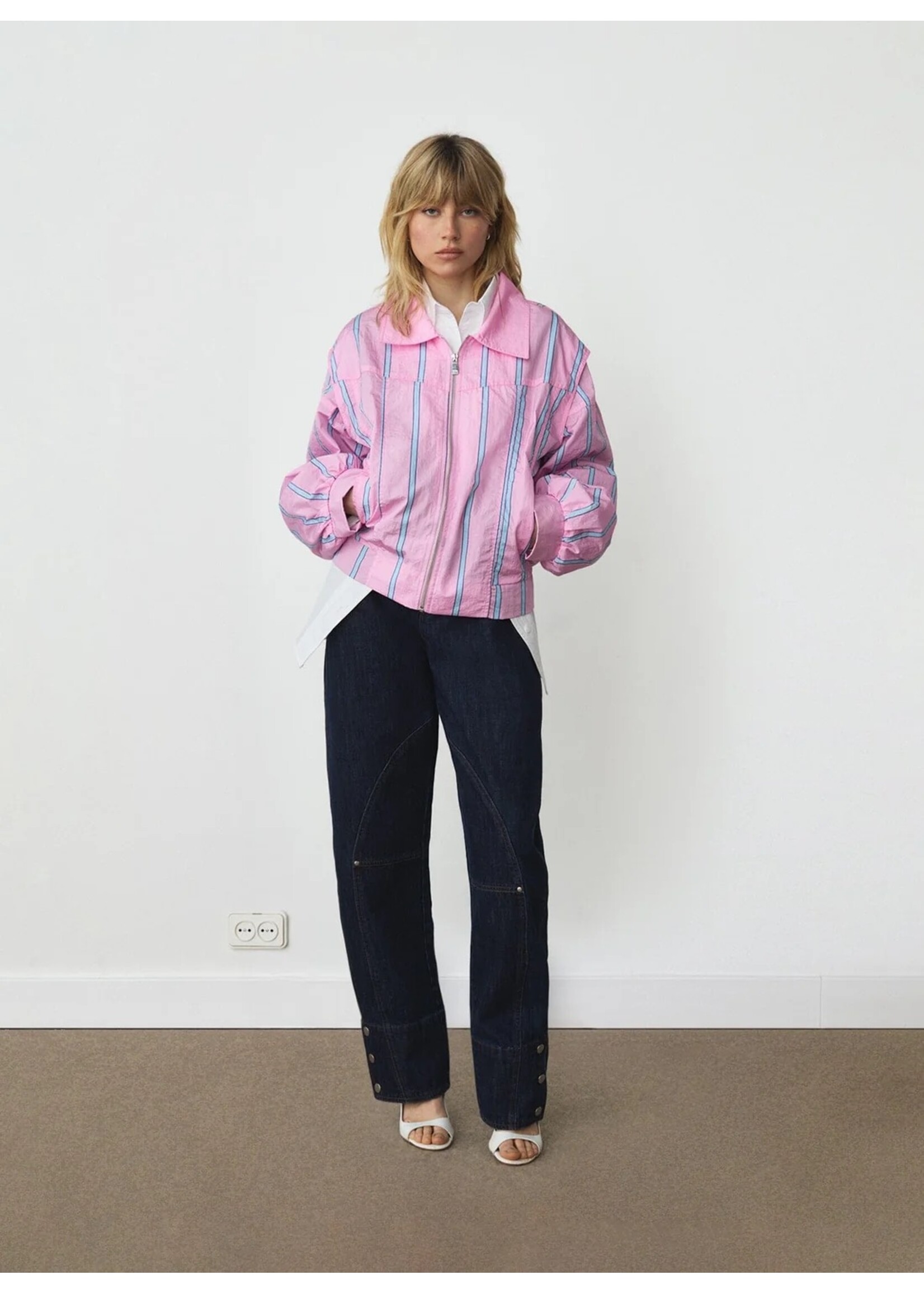 LAAGAM LA WATSON BOMBER PINK STRIPED