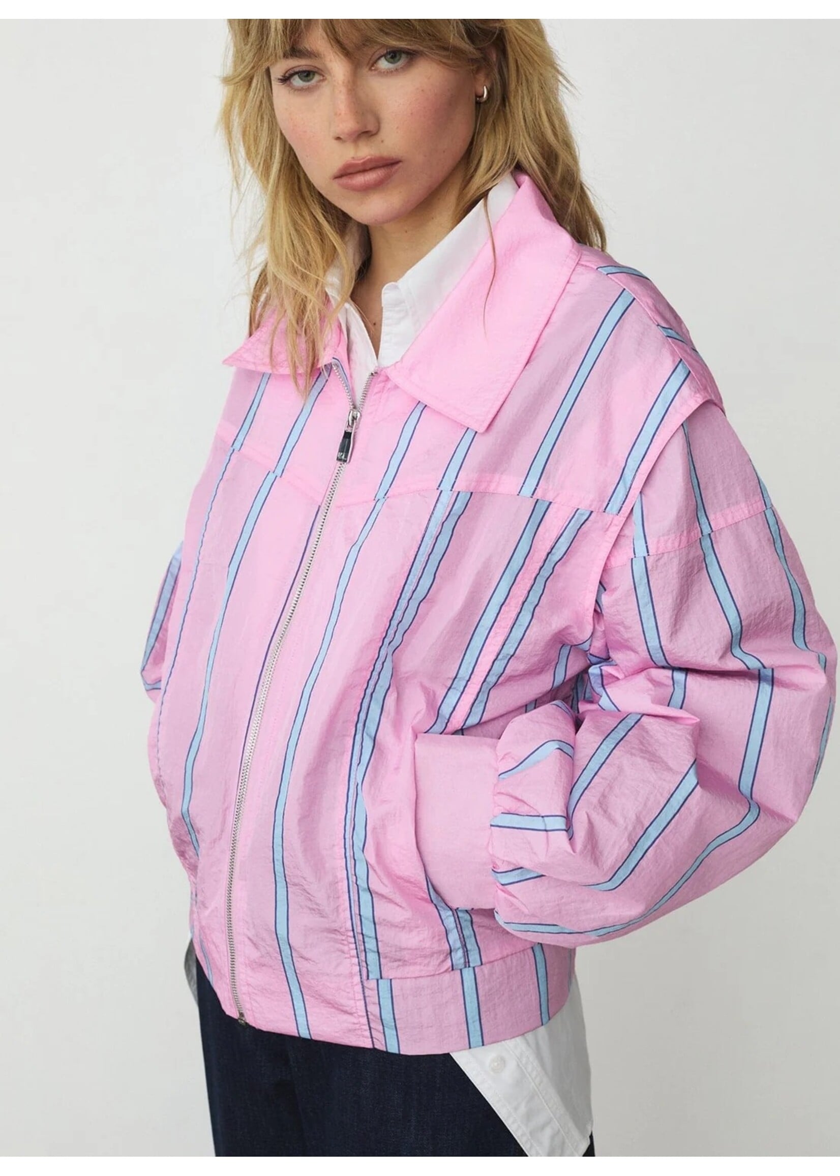 LAAGAM LA WATSON BOMBER PINK STRIPED