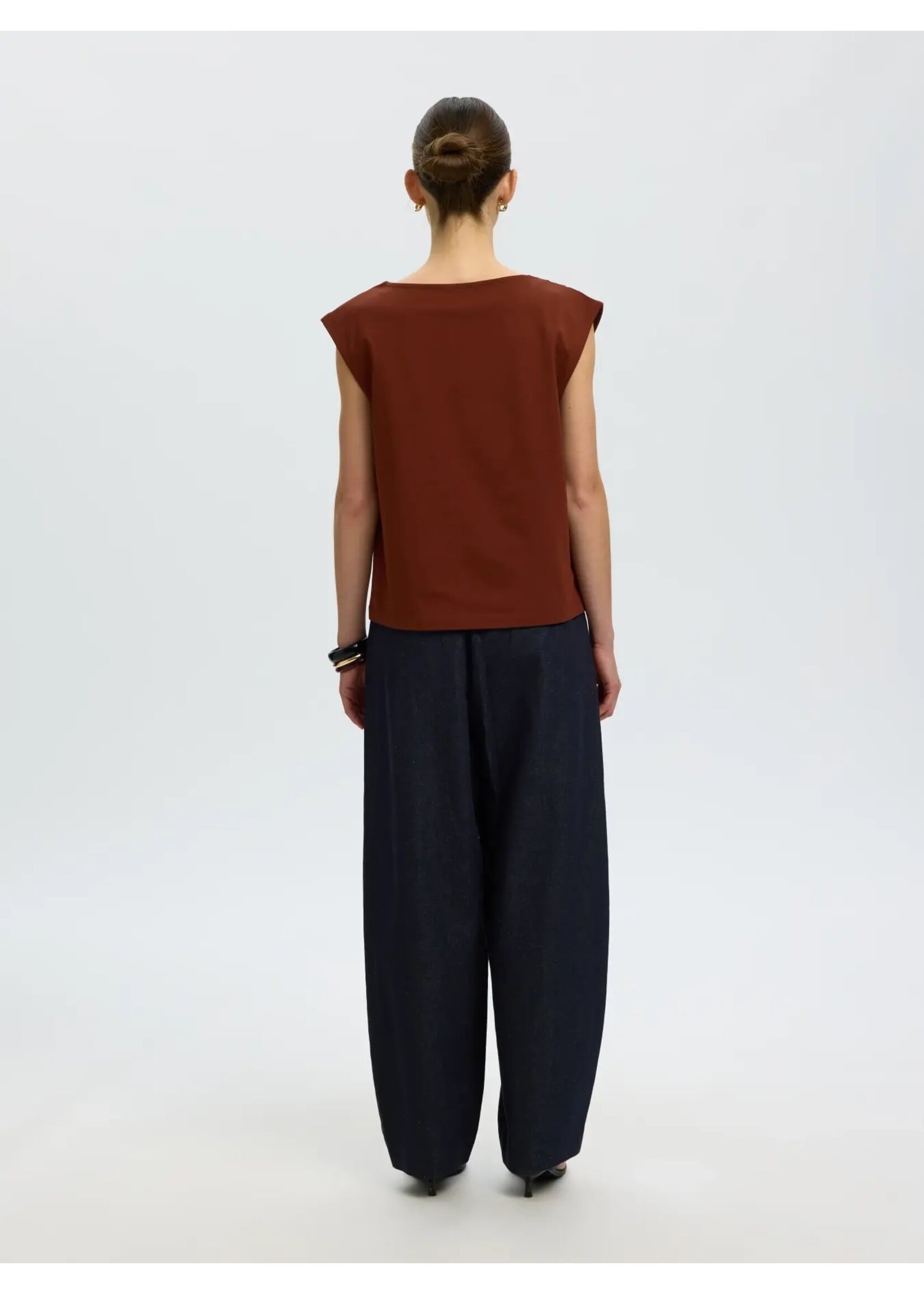 SELECTED FEMME SLFCALLI SL TOP CHERRY MAHOGANY