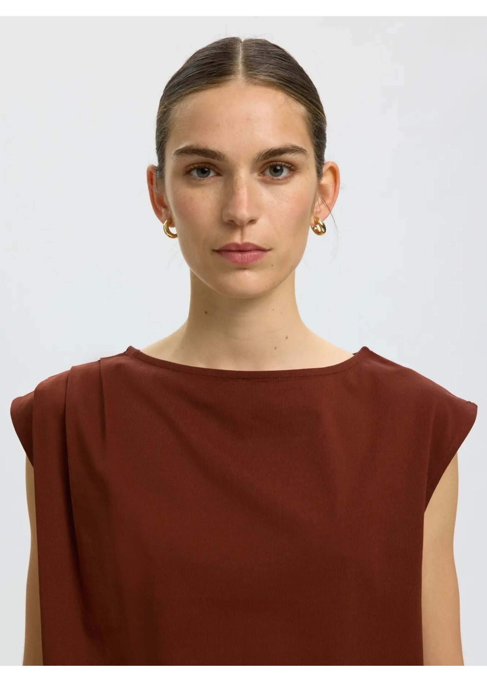 SELECTED FEMME SLFCALLI SL TOP CHERRY MAHOGANY