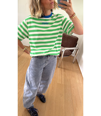 STIEGLITZ ST CAIRA T-SHIRT SS GREEN STRIPE