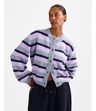 STIEGLITZ ST MOYA CARDIGAN SRIPE PURPLE/GREY/LILA