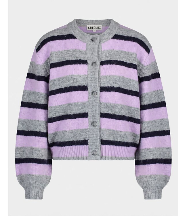 STIEGLITZ ST MOYA CARDIGAN SRIPE PURPLE/GREY/LILA