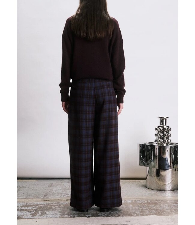 JIJI JI MIGUEL PANT CHECK BORDEAUX/BLUE