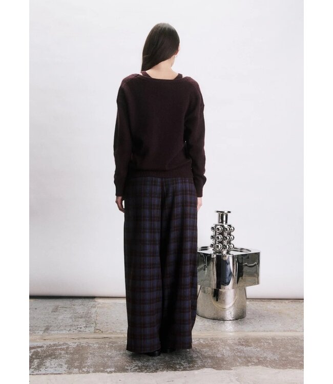 JIJI JI MIGUEL PANT CHECK BORDEAUX/BLUE
