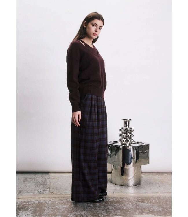JIJI JI MIGUEL PANT CHECK BORDEAUX/BLUE