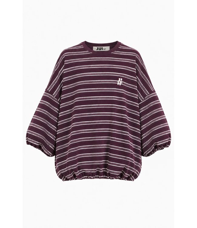 JIJI JI LUC TSHIRT LM STRIPES AUBERGINE/CREME
