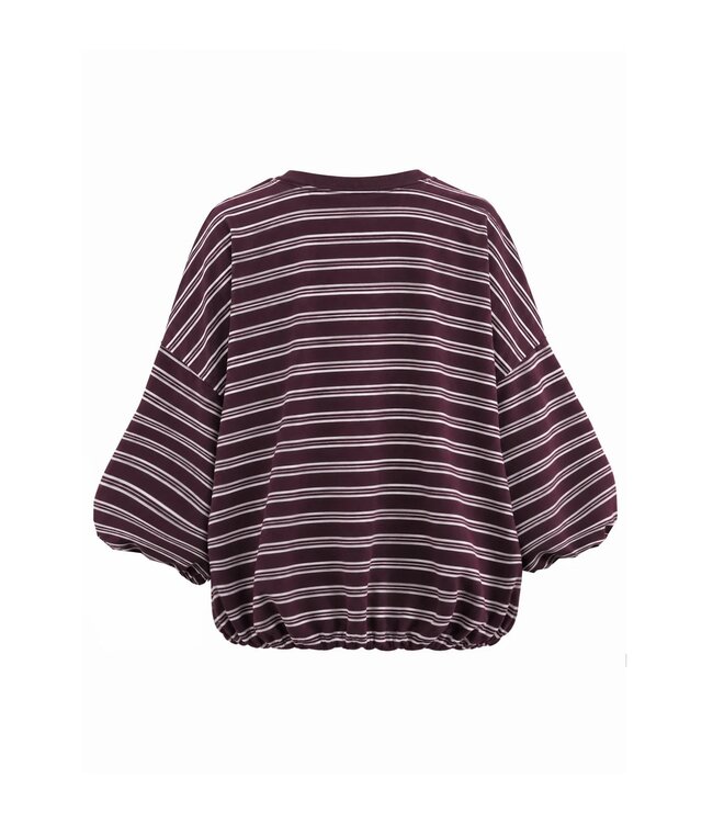 JIJI JI LUC TSHIRT LM STRIPES AUBERGINE/CREME