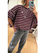 JIJI JI LUC TSHIRT LM STRIPES AUBERGINE/CREME