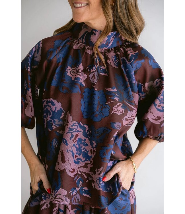 HELD HE MABEL BLOUSE BORDEAUX FLOWER