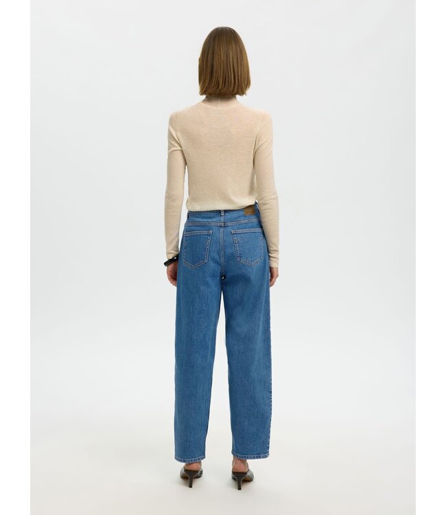 SELECTED FEMME SLWBARREL BEA-KORI HW JEANS NOOS MED BLUE