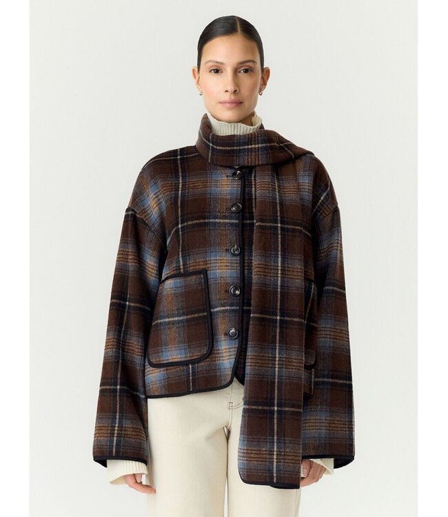 YAS YASCALINO LS SCARF JACKET CARAFE CARINO CHECKS