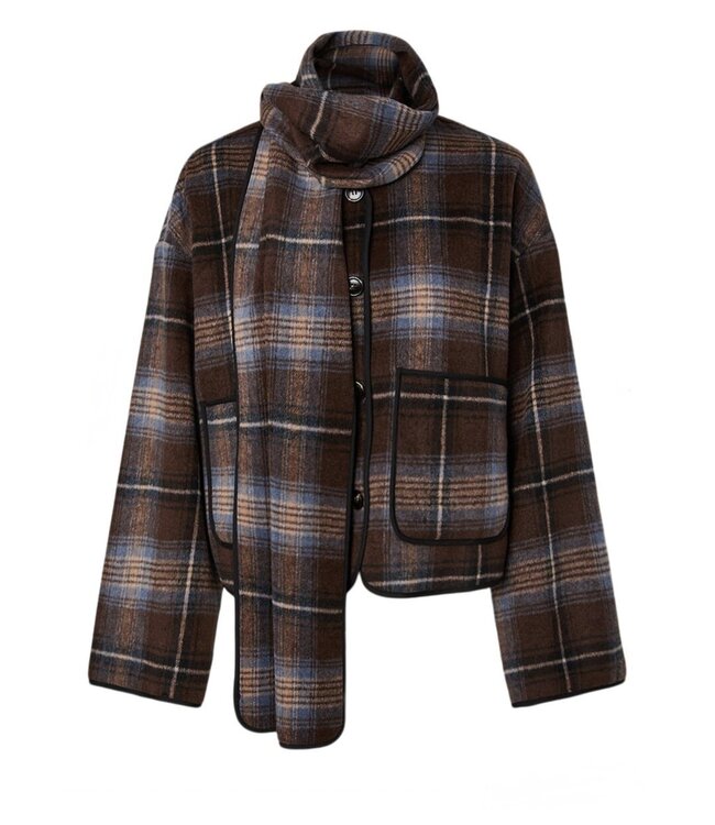 YAS YASCALINO LS SCARF JACKET CARAFE CARINO CHECKS