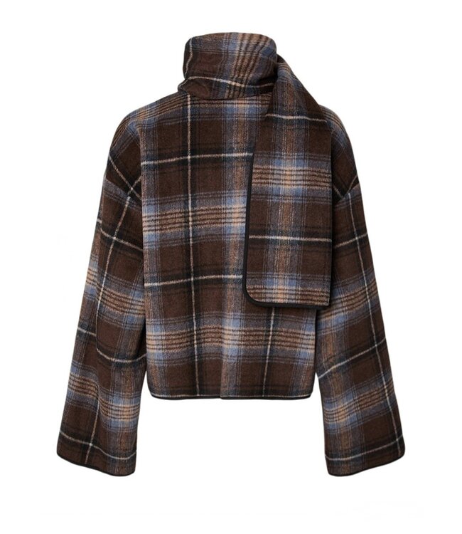 YAS YASCALINO LS SCARF JACKET CARAFE CARINO CHECKS