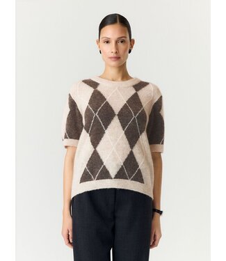 YAS YASJOHI SS WOOL BLEND NOOS CHECKS OATMEAL/TAUPE