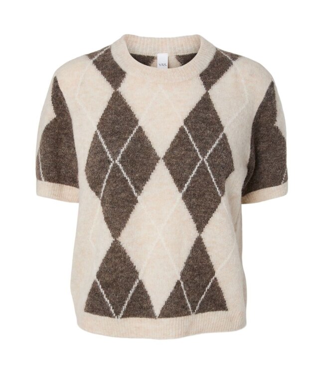 YAS YASJOHI SS WOOL BLEND NOOS CHECKS OATMEAL/TAUPE