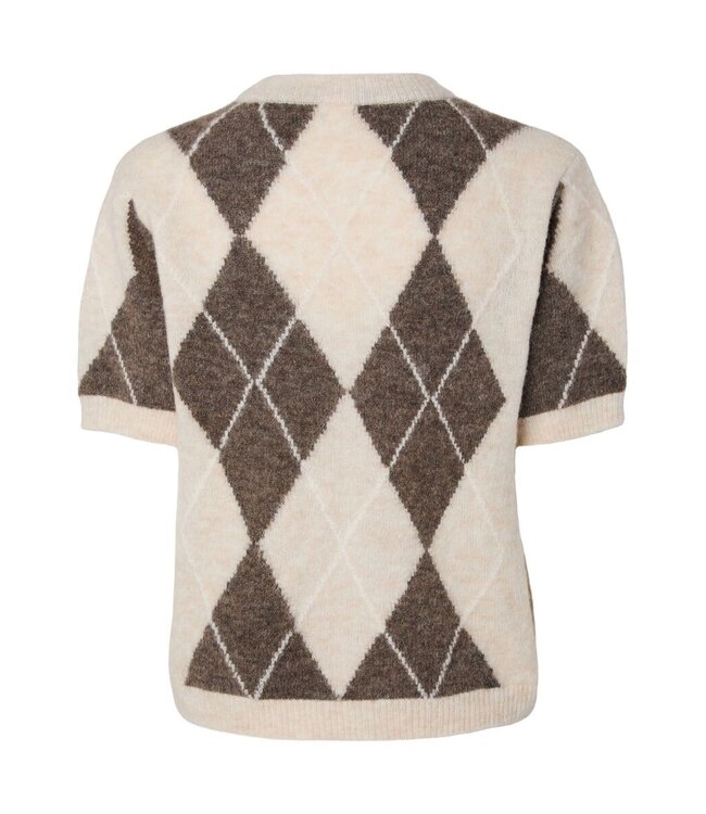 YAS YASJOHI SS WOOL BLEND NOOS CHECKS OATMEAL/TAUPE