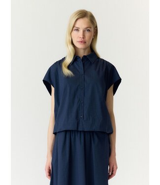 YAS YASLEONA CS SHORT TOP NAVY BLAZER/CHECKS