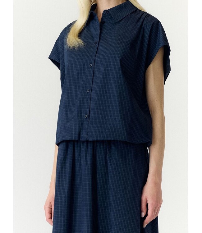 YAS YASLEONA CS SHORT TOP NAVY BLAZER/CHECKS