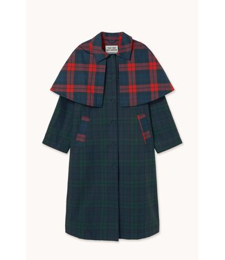 TINYCOTTONS TC CHECK LONG TRENCH COAT BLUE/GREEN