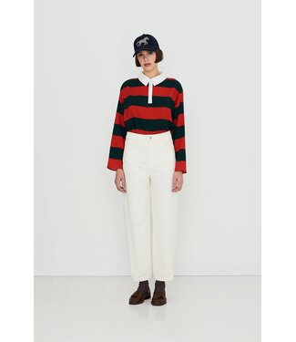 TINYCOTTONS TC STRIPED POLO BLOUSE DARK RED/INK BLUE