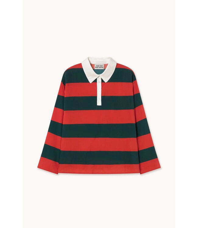 TINYCOTTONS TC STRIPED POLO BLOUSE DARK RED/INK BLUE