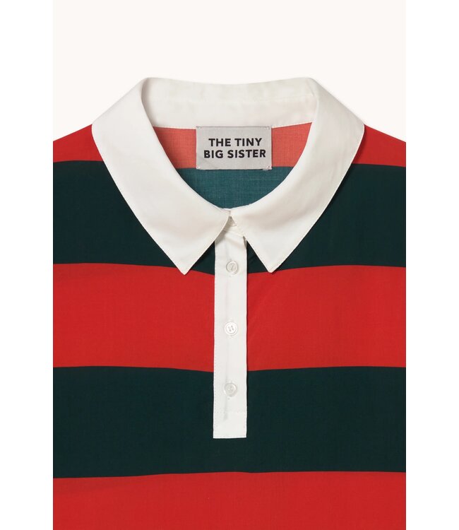 TINYCOTTONS TC STRIPED POLO BLOUSE DARK RED/INK BLUE