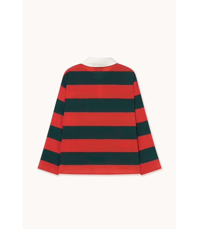 TINYCOTTONS TC STRIPED POLO BLOUSE DARK RED/INK BLUE