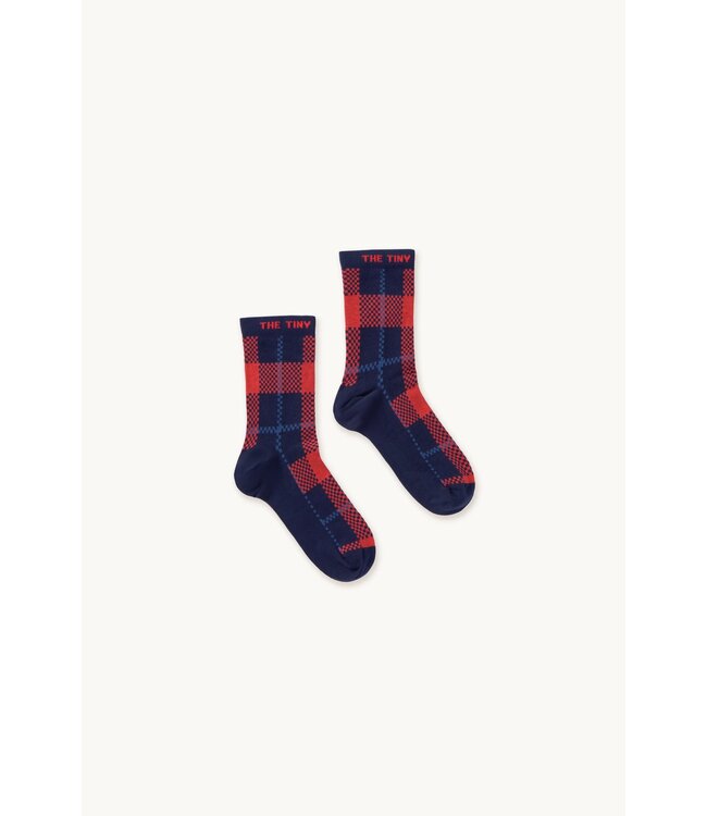 TINYCOTTONS TC CHECKS MEDIUM SOCKS MARINE/RED