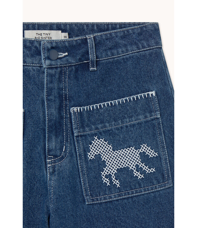 TINYCOTTONS TC EMBROIDERED HORSES DENIM PANTS MEDIUM WASH