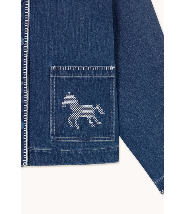 TINYCOTTONS TC EMBROIDERED HORSES DENIM JACKET WASH MEDIUM