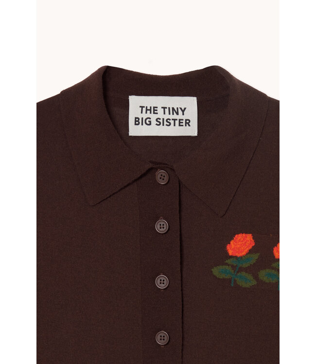 TINYCOTTONS TC ROSES KNITTED POLO UMBER