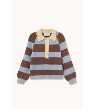 TINYCOTTONS TC FRANK STRIPED POLO/PULL WASHED BLUE/CACAO
