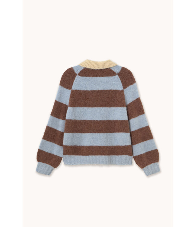 TINYCOTTONS TC FRANK STRIPED POLO/PULL WASHED BLUE/CACAO