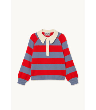 TINYCOTTONS TC FRANK STRIPED POLO/PULL GREY/SUMMER RED