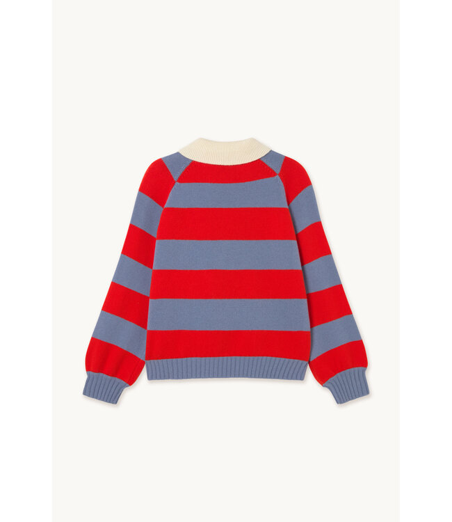 TINYCOTTONS TC FRANK STRIPED POLO/PULL GREY/SUMMER RED