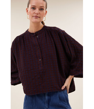 BY-BAR BB JESS BLOUSE WINE CHECK