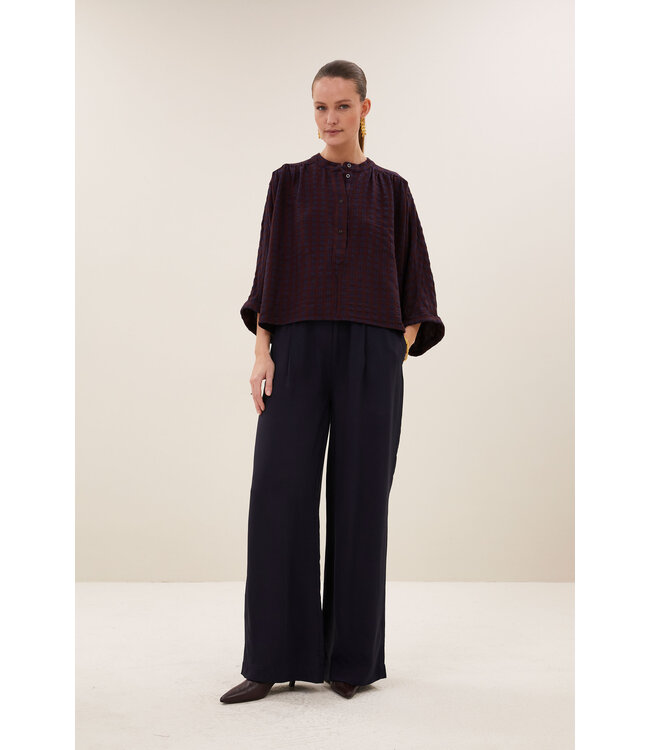 BY-BAR BB JESS BLOUSE WINE CHECK