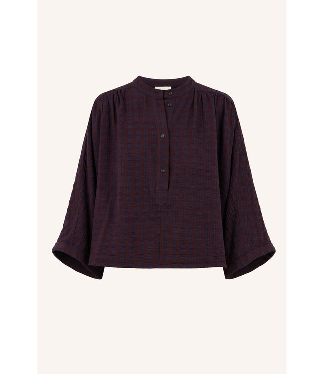 BY-BAR BB JESS BLOUSE WINE CHECK