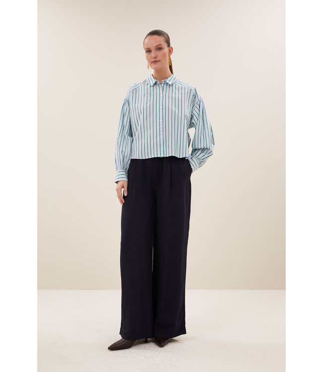 BY-BAR BB SARAH SHORT BLOUSE GREEN SEA STRIPE